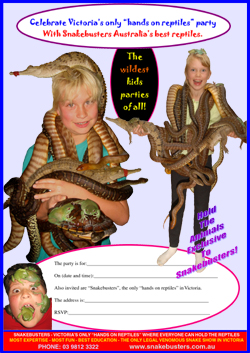 kids reptile party Melbourne hands on